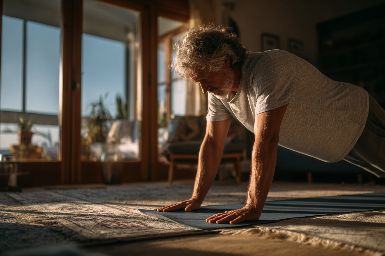 Tinch va osoyishta yoga studiyasi - tabiiy yorug'lik va yashil o'simliklar